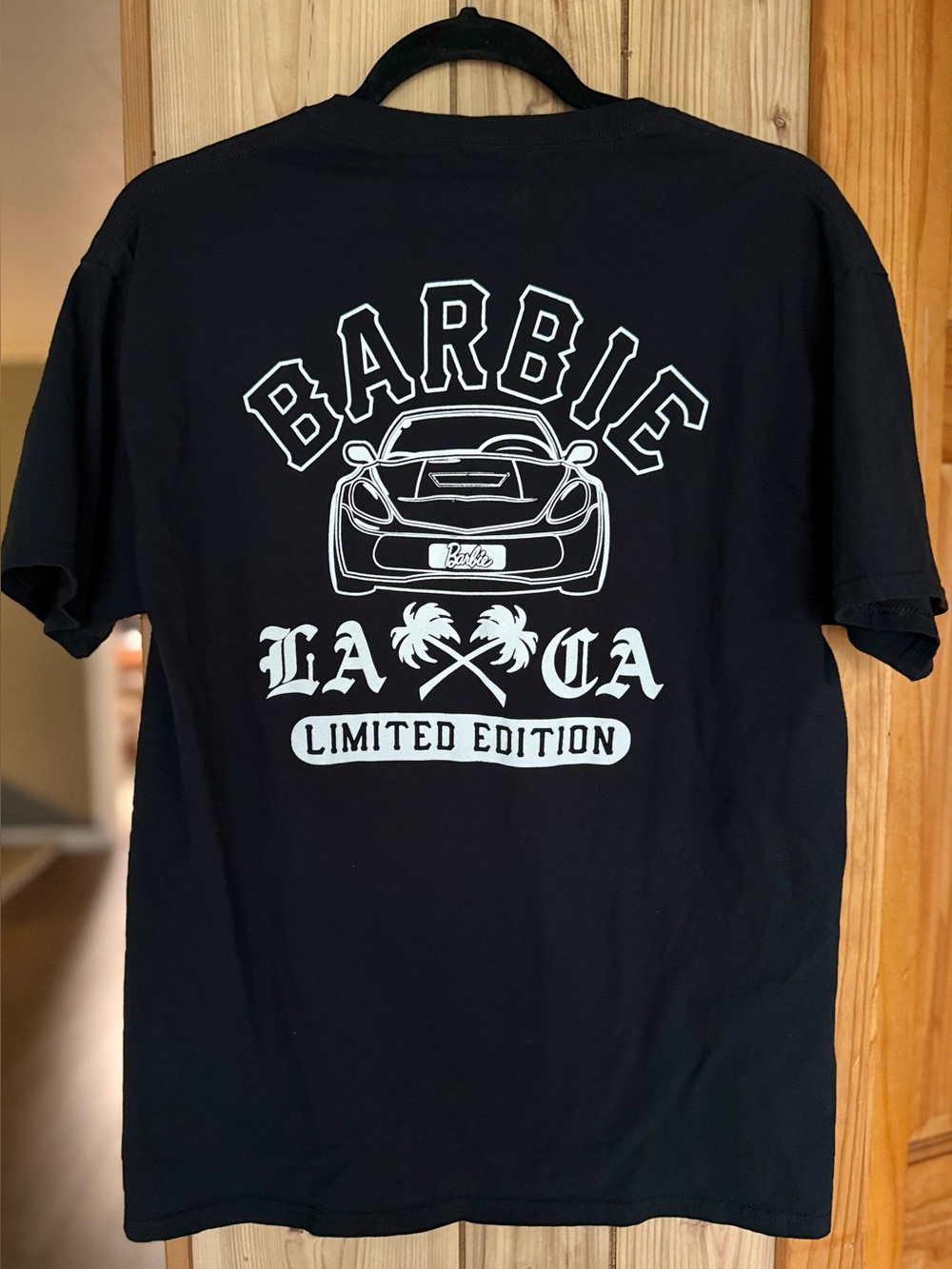 Barbie Black Tee with White Script Logo